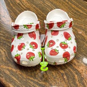CROCS White and Red Strawberry Sandals